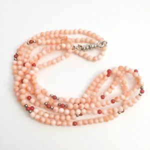 Vintage Salmon Pink Corral Bead Necklace